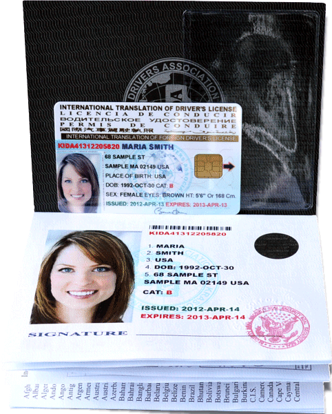 International Drivers License Booklet and membership plastic card