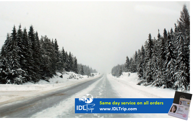 Canada icy roads when driving with International Driving Licence